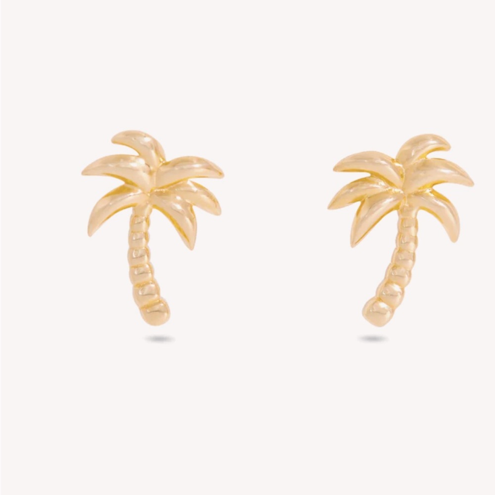 Stone and strand palm tree earrings